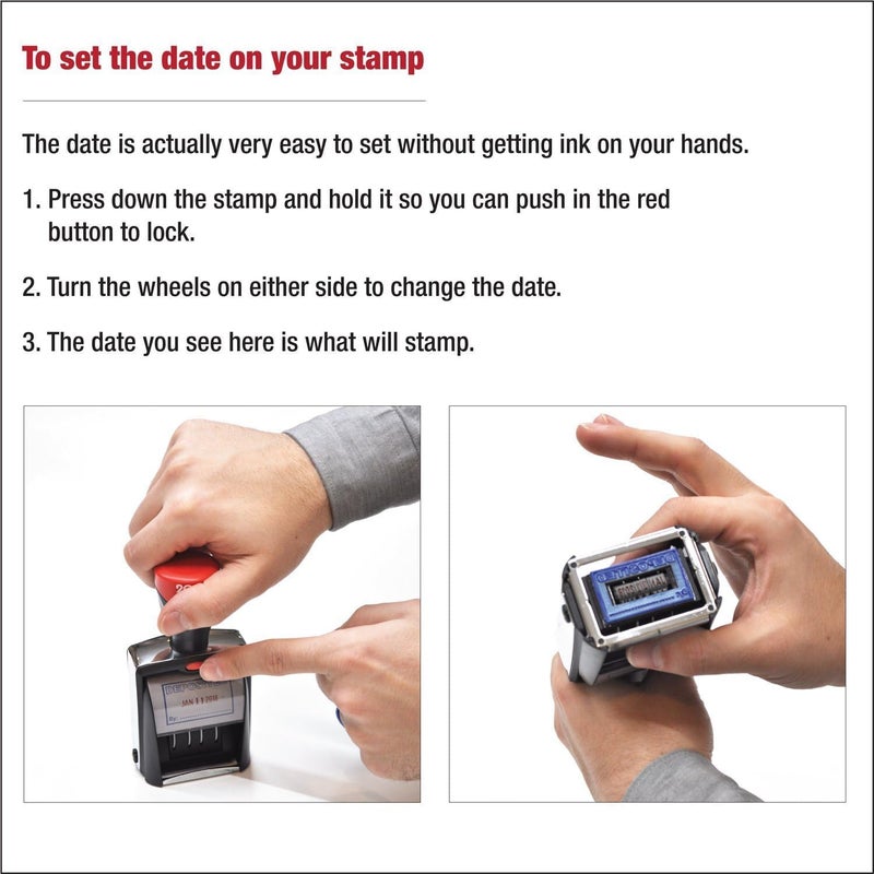 MaxMark Heavy Duty Date Stamp with 8-Line Custom Text, Self Inking Date Stamp - 2860 - Choose from Many Font and Color Options - Image 4